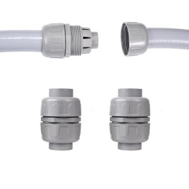 Imagem de Aandxmok (2 peças) Conector NPT 1-1/5.1 cm Líquido Justo, Conduíte Flexível PVC Conector de Extremidade Dupla, Reto 180 Grau, Conector de Conduíte Bidirecional, Conexões de Conduíte Elétrico