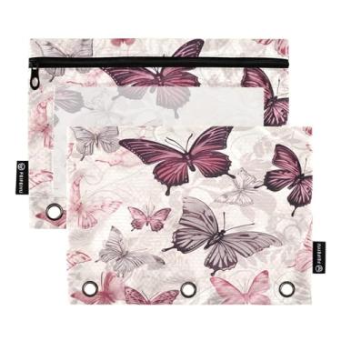 Imagem de Wassud Butterfly Pacote com 2 pastas para fichário com 3 furos, pasta organizadora de arquivos para casa, escritório