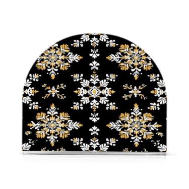 Imagem de Qilmy Lindo suporte de guardanapo de flocos de neve de Natal para mesas, porta-guardanapos de papel de placa acrílica elegante, dispensador de papel de seda independente moderno para sala de jantar