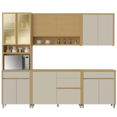 Imagem de Armário De Cozinha Completa 100% Mdf 11 Portas 5 Gavetas Carvalho/Off White