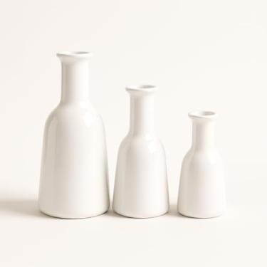 Imagem de Kit Trio 3 Vasos Cerâmica Decorativo Centro De Mesa Sala enfeite rack sala Cozinha(Branco)