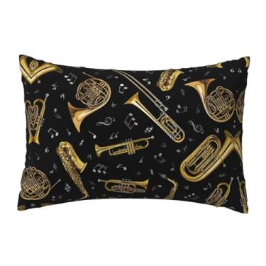 Imagem de Capa de almofada para sala de estar com estampa de instrumentos musicais para decoração de férias em casa