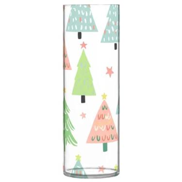 Imagem de Burbuja Vaso de flores de árvore de Natal, não quebrável, alto, redondo, transparente, vaso cilíndrico para decoração de casa, escritório, buquê de casamento