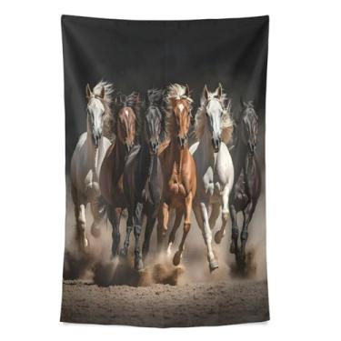 Imagem de STAYTOP Tapeçaria de parede de cavalo correndo tapeçarias para decoração de casa decoração de dormitório sala de estar quarto tapete de parede (60 × 51 polegadas)