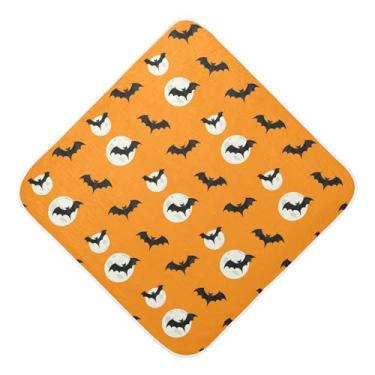Imagem de Burbuja Toalha de banho de bebê Black Bats Moon - Toalha com capuz de musselina macia e absorvente para recém-nascidos, 89 x 89 cm