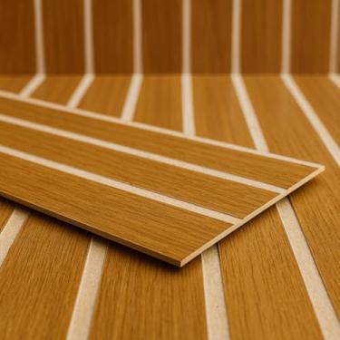 Imagem de Kit Cabeceira de Cama Casal Ripada MDF Auto Colante 45x11cm – Instalação Fácil, Moderna e Sem Perfuração(FREIJÓ,30)