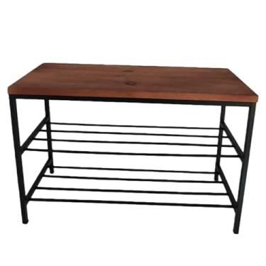 Imagem de Sapateira bancada aparador industrial para sala, quarto sapateira hall de entrada para Sala, Quarto ou Área Gourmet - Organizador com Assento(Barra chata maciça)