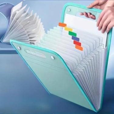 Imagem de Pasta Sanfonada Para Documento Com 13 Divisórias E Pasta Prancheta Tamanho A4 Escritório Escolar(Verde,2 Peças)