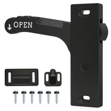 Imagem de JEINAPA Kit de substituição de maçaneta de porta de tela de trailer completo de alumínio para trailer, trailers e portas internas de motorhome (maçaneta esquerda, preta)