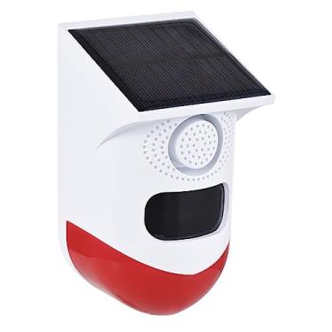 Imagem de Alarme com Sensor de Movimento Solar 120dB Sirene Alta Potência Luzes Estroboscópicas LED Distância Detecção Ajustável D