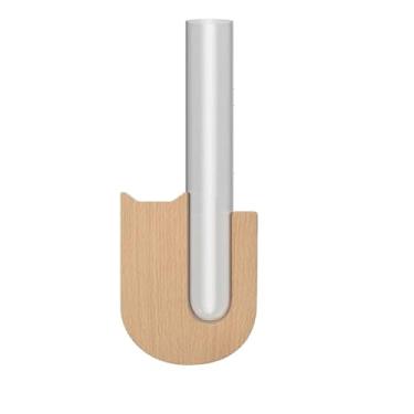 Imagem de MIXNEX Vaso de vidro magnético com base de madeira de faia – suporte de flor de geladeira para decoração de parede ou superfície de metal – baleia, filhote, gato e meio círculo (gato)