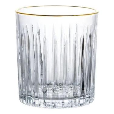 Imagem de Jogo de Copos Baixo Egeu 330ml Vidro com Borda Dourada 6 Peças - Hausk