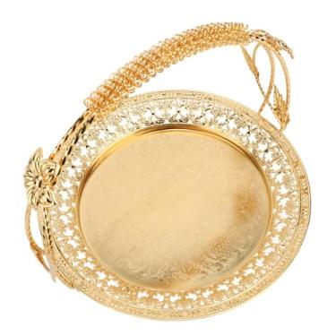 Imagem de GLOGLOW Bandeja de Frutas retrô, Travessa de Metal para Servir chá Com Alças, Ideal para Lanches e café, 25,6 Cm de Diâmetro para Sala de Estar