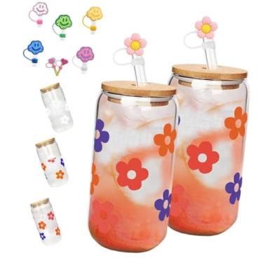 Imagem de SNCIDSGE Copo de Natal que muda de cor, tampa à prova de vazamento de bambu e canudo de aço, caneca de viagem reutilizável para café gelado, smoothie, coquetel, copo de presente de decoração de festa