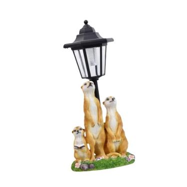 Imagem de FashionCha Estátua de Suricate Movida a Energia Solar para Jardim, Luminária Decorativa para Paisagismo, Divertida Estatueta de Animal em Resina para Jardim, Qui