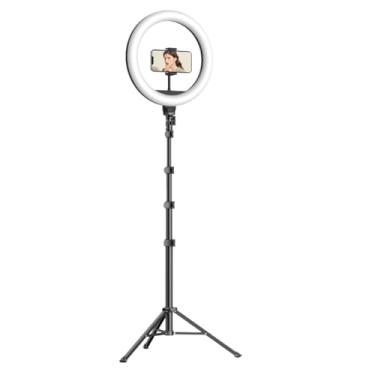 Imagem de Ring Light 10" com Tripé 72" e Suporte para Smartphone, 38 Modos de Cor e Brilho Ajustável para Fotos e Vídeos