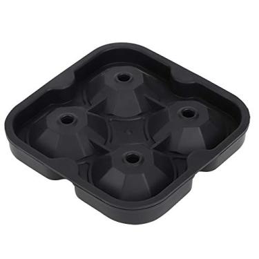 Imagem de GLOGLOW Molde de Cubo de Gelo de 4 Espaços, Máquina de Sorvete Reutilizável de Silicone de Qualidade Alimentar, Com Design Fácil, para Geladeira e Freezer (Preta)