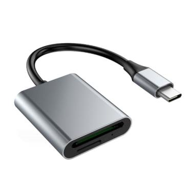 Imagem de ZEZEFUFU Leitor de cartão USB 3.0, leitor de cartão SD 2 em 1 de 5 Gbps para adaptador tipo-C, leitor de cartão de memória para cartões de memória SD, TF