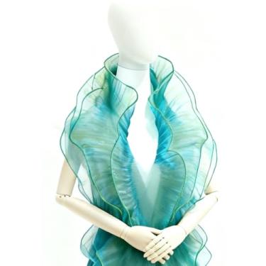 Imagem de YAFIYGI Fita de babado iridescente de 3 metros para costura e fantasia DIY tecido plissado chiffon medusa tentáculos estilo fita decorativa para vestidos de casamento e projetos de artesanato