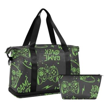 Imagem de Bolas de futebol expansíveis, bolsas de fim de semana para mulheres, bolsa de viagem com bolsa de maternidade para hospitais, Joysticks neon verdes
