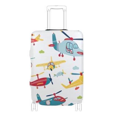 Imagem de Joisal Capas de bagagem para protetores de mala antiarranhões acessórios de viagem legais para viagem aviões e helicópteros, P, serve para capa de 45 a 50 cm, Aviões e helicópteros, XL 29-32 in, Capa