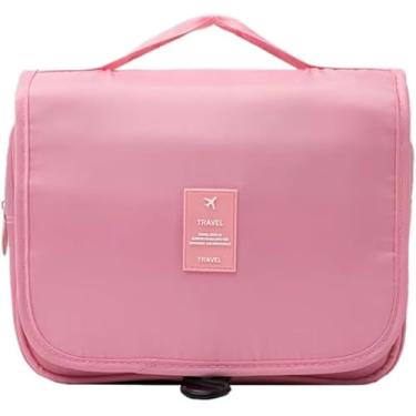 Imagem de Nécessaire Organizadora de Viagem Impermeável em Nylon – Com Gancho, Compartimentos e Grande Espaço Interno| Rosa