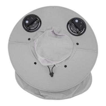 Imagem de Cryfokt Ventiladores Duplos de Carregamento USB Ventilador de Refrigeração de Aba Larga Chapéu de Sol para Pesca Ciclismo Masculino Cinza Claro