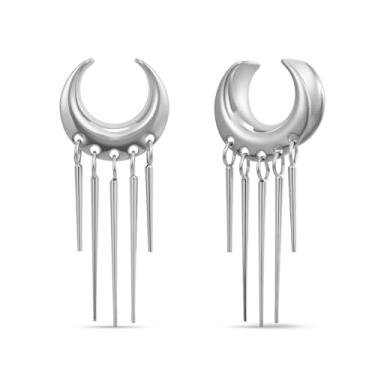 Imagem de ERKUOO Túneis de orelha elegantes com franja moderna de alargador duplo com franja, joias esticáveis para mulheres, orelhas esticadas de 2G a 25 mm, 0g=8mm, Metal, Sem pedra preciosa