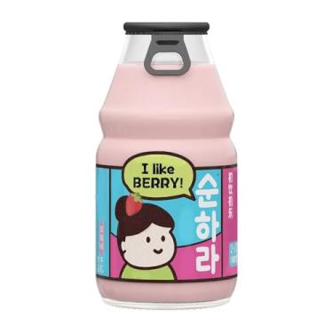 Imagem de Bebida Leite de Banana ou Morango 230ml Vidro | Bebida Láctea Cremosa | Importada | Sabor Delicioso | Mimos Korea (Morango)