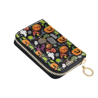 Imagem de Carteiras femininas fofas com bloqueio de RFID com zíper e zíper fantasmas abóboras