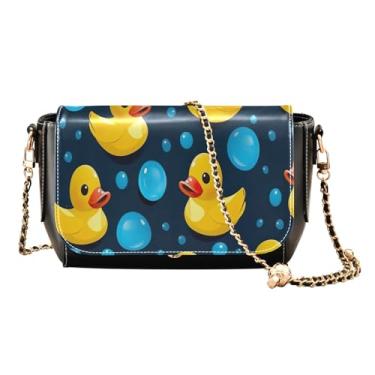 Imagem de Rubber Ducks on Blue Medium Leather Crossbody Bags for Women, Crossbody Bag with Strap, Womens Leather Crossbody Bags, Rubber Ducks on Blue-2, One Size