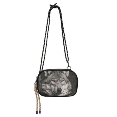 Imagem de TSENQUE Bolsa feminina pequena tiracolo bolsa para celular carteira feminina lobo cinza viagem bolsas de ombro