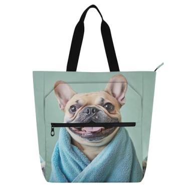 Imagem de GAIGEO Bolsa de lona reutilizável para crianças e mulheres, trabalho, escola, bolso com zíper