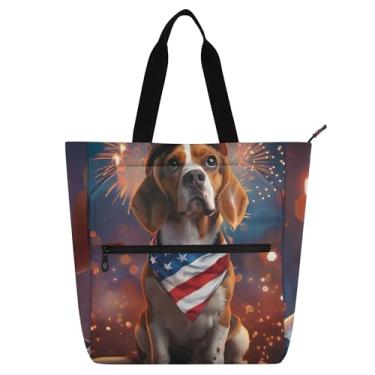 Imagem de Linda bolsa feminina Beagle Dog American USA Work Tote de lona escolar bolsa carteiro bolsas de presente para amantes de livros