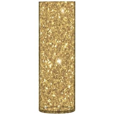 Imagem de Vasos de flores de cilindro brilhante com círculos dourados brilhantes para buquês, vasos e plantadores de plástico personalizados, decoração de casa, estética, 30 x 9,9 cm