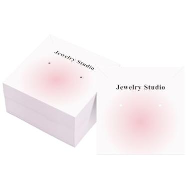 Imagem de joycraft Cartões de exibição de brincos - 100 peças de cartões de exibição de colar de papel branco gradiente de blush, cartão de estúdio de joias quadrado de 7,9 cm para venda, pequenas empresas