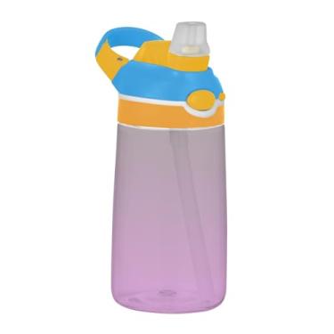 Imagem de Garrafa de água infantil Tritan de 473 ml, portátil, 473 ml, com canudo à prova de vazamento, copos de viagem reutilizáveis para crianças, alça de transporte, camuflagem verde lavanda magenta