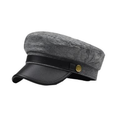 Imagem de Bonés De Couro Unissex Estilo Militar Para Mulheres, Chapéus De Capitã