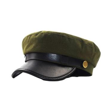 Imagem de Bonés De Couro Unissex Estilo Militar Para Mulheres, Chapéus De Capitã