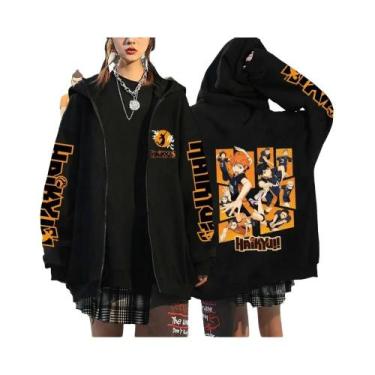 Imagem de Moletom Unissex Com Zíper Haikyuu Anime Japonês Karasuno High School H