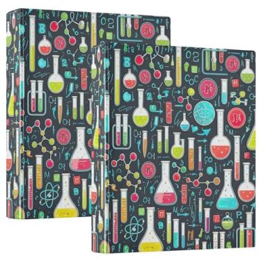 Imagem de Tubos de ensaio coloridos de química científica, fichários de 3,8 cm, 3 anéis, 200 folhas, portfólio de pastas de impressão animal, fichário de escritório, 31,5 x 27 x 6 cm, pacote com 2