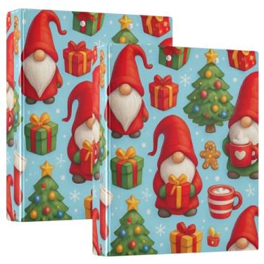 Imagem de Fichários de 3 anéis vermelhos fofos de Natal personalizados com 3 argolas, 200 folhas, 3 pastas de anel, impressão de anel redondo, 31,5 x 27 x 6 cm, 1 pacote