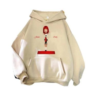 Imagem de Moletom Unissex Estilo Harajuku JENNIE Ruby Com Capuz Moda Inverno Álb