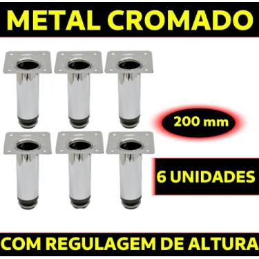 Imagem de Pés para Móveis, De Metal cromado , ajustáveis kit com 6 Peças (Você E
