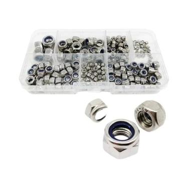 Imagem de Kit De Porcas Autotravantes M2-M8 Nylock 200 Peças DIN985 Porca Hexago