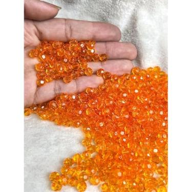 Imagem de Miçanga Acrílica Cristal 6mm Sextavada Colorida para Bijuterias e Artesanato – 200 Unidades (LARANJA - 523)