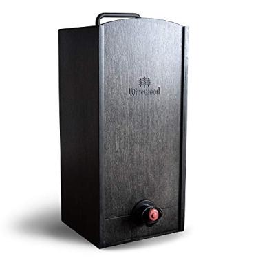 Imagem de Capa de vinho em caixa da Winewood | Serve para caixas de vinho de 3 litros | Suporte de madeira, dispensador, estojo para vinho em caixa, Preto