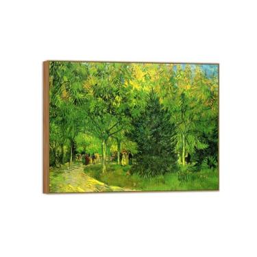 Imagem de BMZFYBS Vincent van Gogh Famosa pintura em tela de arte de parede pronta para pendurar. Pista no jardim. Imagem em moldura de madeira para decoração de sala de estar 90 x 117 cm 35 x 46 pol
