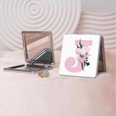 Imagem de Espelho de maquiagem portátil estilo carta minimalista, mini espelho de maquiagem portátil dobrável, espelho de bolso flip de dupla face com ampliação, adequado para todos em várias ocasiões