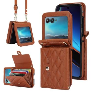 Imagem de Capa carteira para Motorola Razr 50 – Suporte de cartão com bloqueio RFID com fecho magnético, antiderrapante e proteção contra quedas, capa fólio de couro fina para uso diário, viagens e viagens